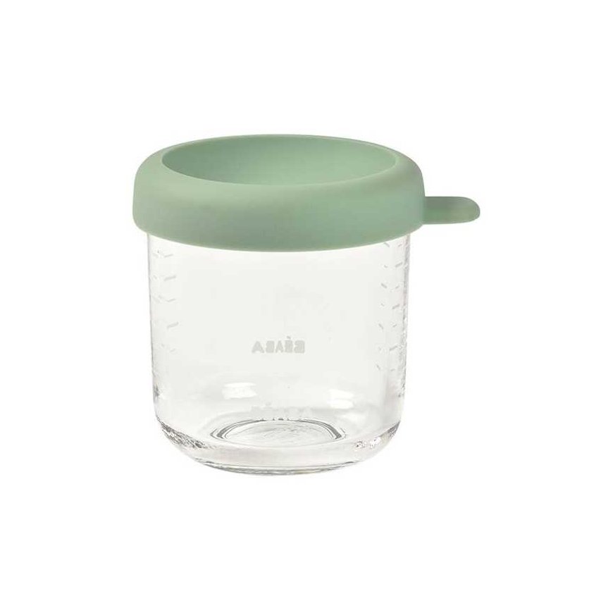 BEABA GLASS JAR WITH LID, SAGE GREEN, 250 ML
