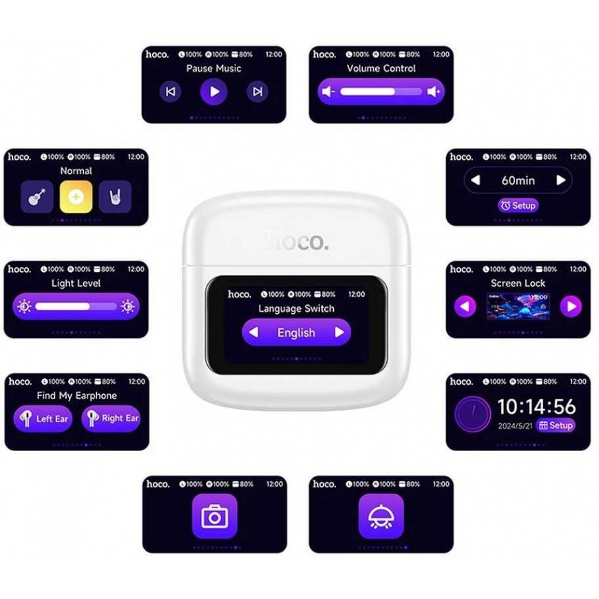 HOCO belaidės ausinės bluetooth su touch screen TWS EQ14 baltas – 3