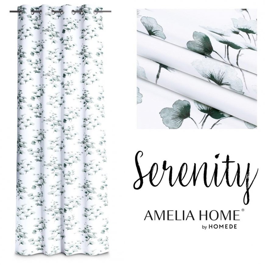 Night blackout type curtain AmeliaHome SERENITY, 140x250 cm, flowers, color: white, flower pattern – 4