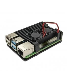 Lonten Technology justPi case for Raspberry Pi 4B - aluminum with two fans - black - LT-4B02