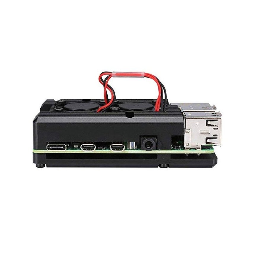 Lonten Technology justPi case for Raspberry Pi 4B - aluminum with two fans - black - LT-4B02 – 3