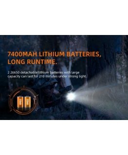 Superfire Flashlight L3, 2700lm, focusable, with rechargeable batteries 2x 26650 and charger.