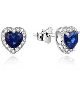 Beneto Sparkling heart earrings with blue zircons AGUP1487