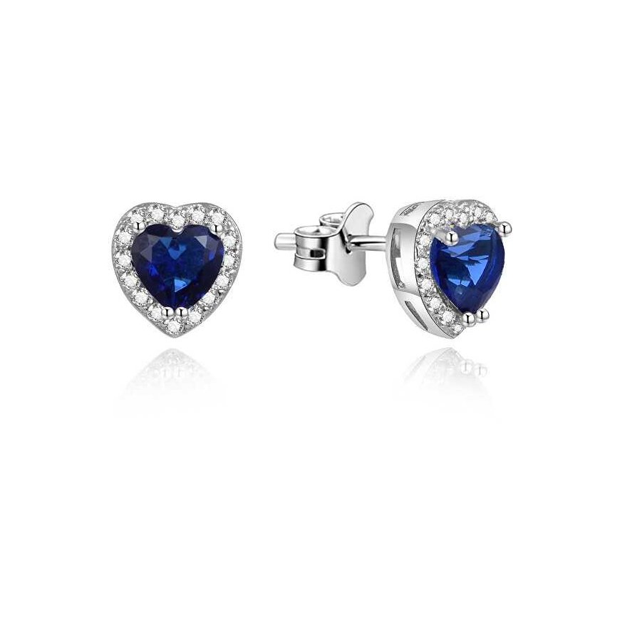 Beneto Sparkling heart earrings with blue