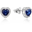 Beneto Sparkling heart earrings with blue zircons AGUP1487