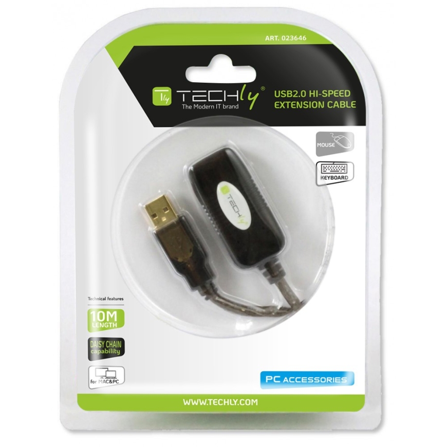 Techly IUSB-REP10TY USB-kaapeli USB 2.0 10 m USB A musta – 2