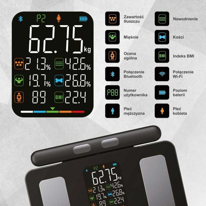 Bathroom Scales with Body Fat and Body Composition Measurement, SMART, BT, KLAUSBERG KB-7856 Black – 4