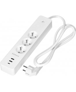 Orno Extension cord with 3 grounded sockets and 2xUSB switch, Tuya Smart Wi-Fi, white