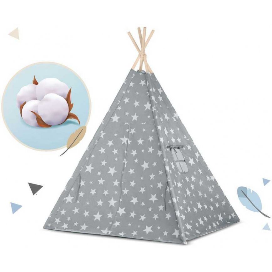 Children's tent with Nukido light - gray with stars – 3