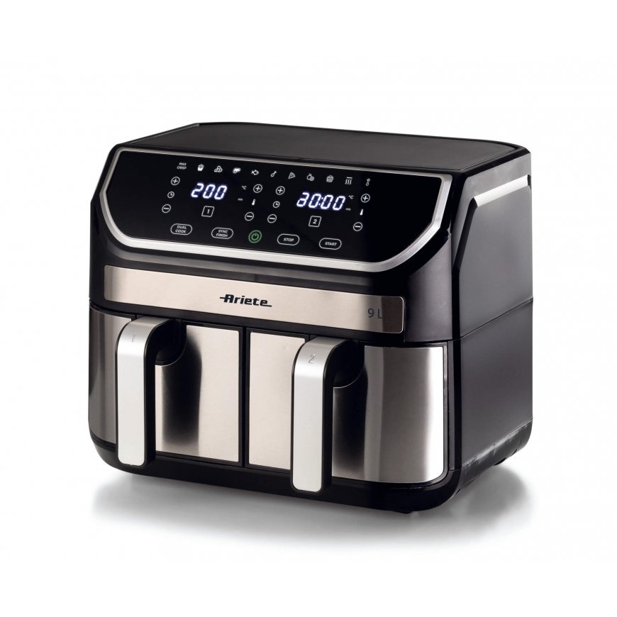 Ariete 4625/00 Double 9 L Stand-alone 2100 W Hot air fryer Black, Silver
