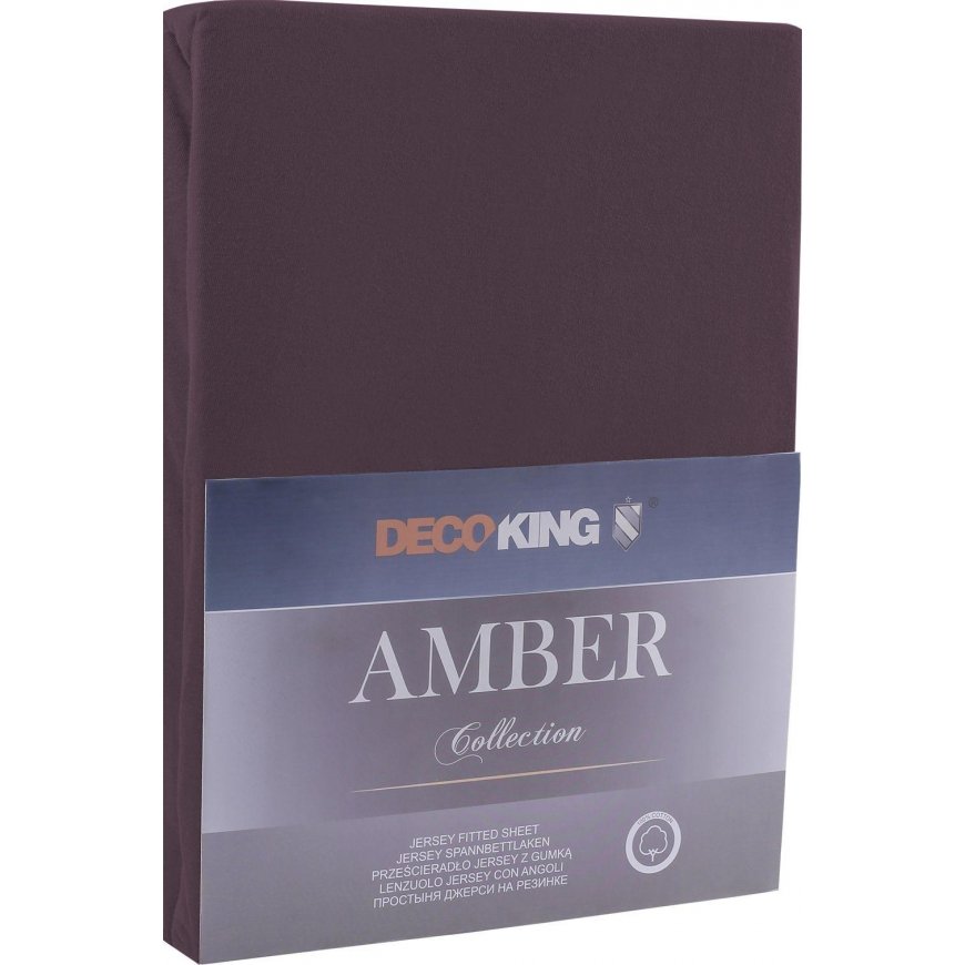 DecoKing Amber Tummanruskea sovitettu lakana, 180x200 cm, resori