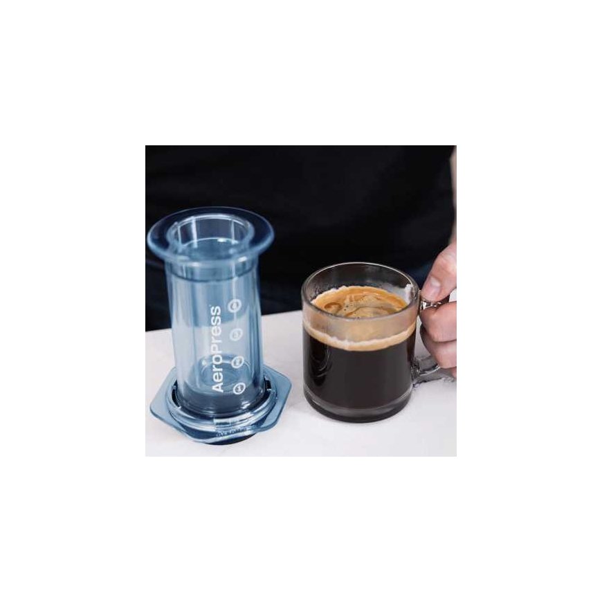 AeroPress – transparent blue coffee maker