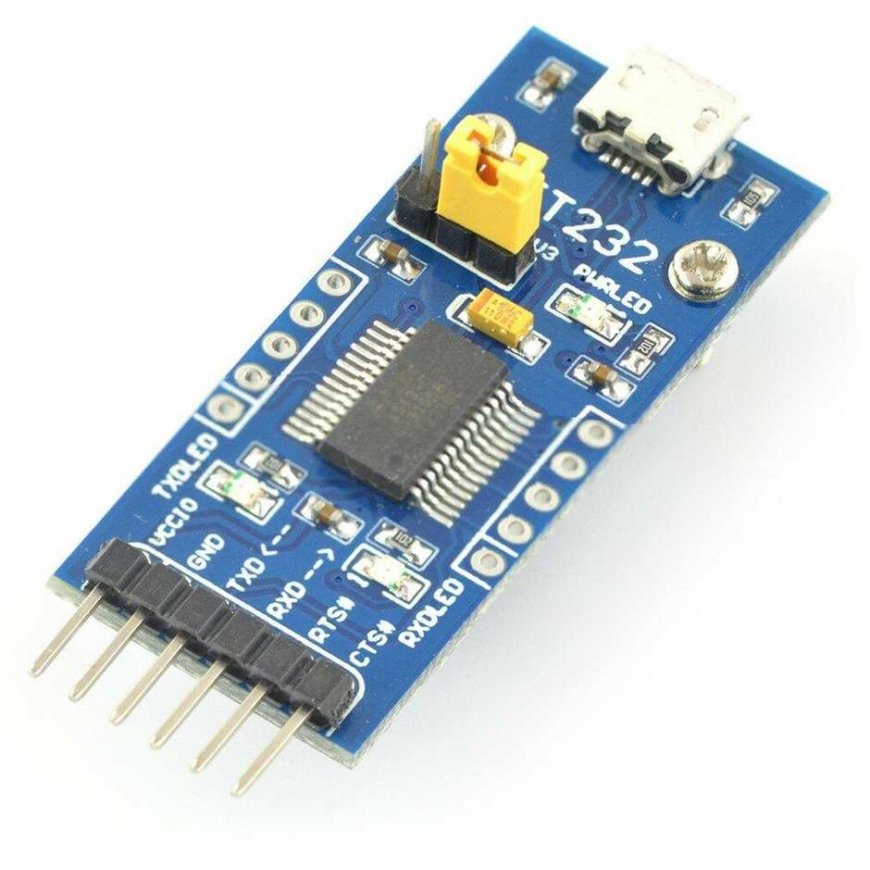 USB-UART-muunnin FTDI FT232RL, microUSB-portti, Waveshare 11324 – 2