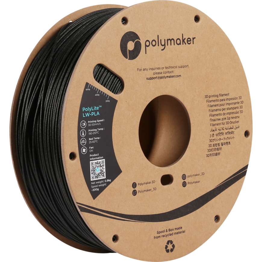 Polymaker PolyLite LW-PLA - 0.8kg - 1.75mm - Bright Green