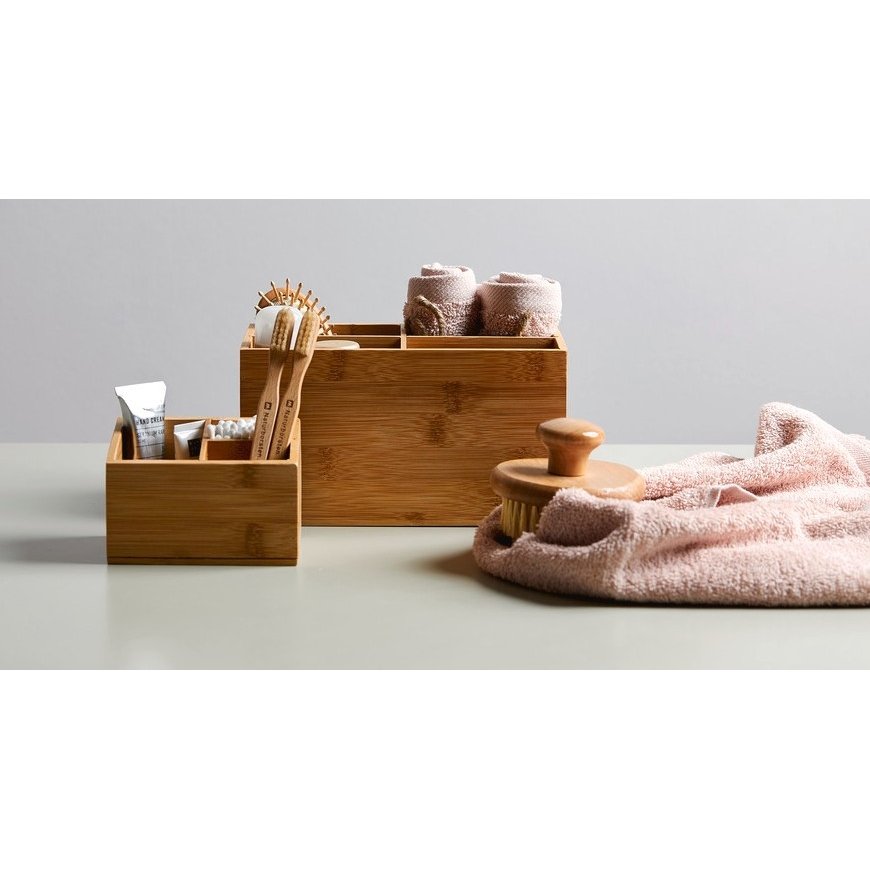 WENKO 23916100 vonios kambario saugojimo talpa Medis Bamboo Dėklas vonios reikmenims – 5
