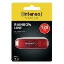 Intenso Rainbow Line USB atmintukas 128 GB USB A tipo 2.0 Raudona, Permatomas Intenso Rainbow Line USB atmintukas 128 GB USB A tipo 2.0 Raudona, Permatomas