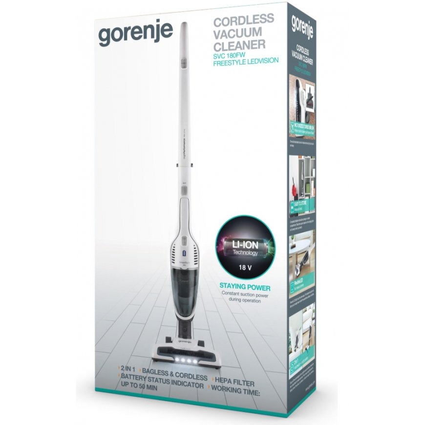 Gorenje SVC180FW 2-in-1 stick vacuum Battery Dry HEPA Bagless 0.6 L White – 2