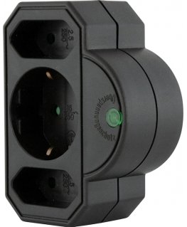 REV Steckdosenadapter 3-fach mit Überspannungsschutz, schwarz