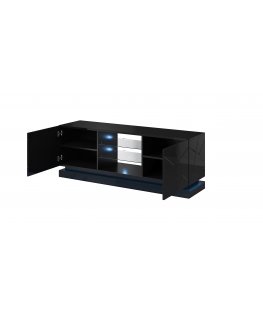Cama QIU 160 CZARNY TV statīvs un izklaides centrs 4 plaukti