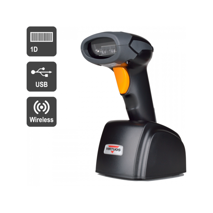 Virtuos CCD scanner Virtuos HW-311A, wireless, USB base, black – 2