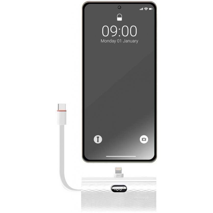 FORCELL F-ENERGY virtapistoke F5K3 virtapankki sisäänrakennetulla Lightning PD -liittimellä 20W 5000 mAh valkoinen – 2