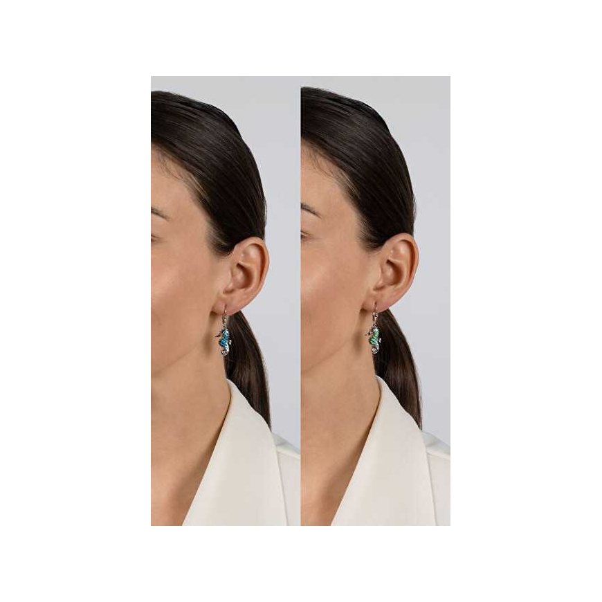 Brilio Silver Silver dangle earrings Seahorse with blue opals EA1128WB – 5