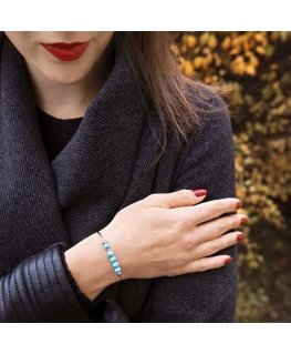Troli Solid steel bracelet with turquoise beads