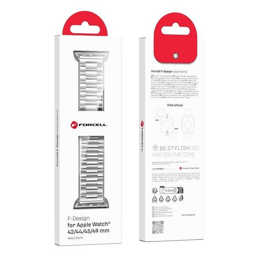 ForCell FORCELL F-DESIGN FA10 dirželis do APPLE Watch 42 / 44 / 45 / 49 mm sidabrinė – 5