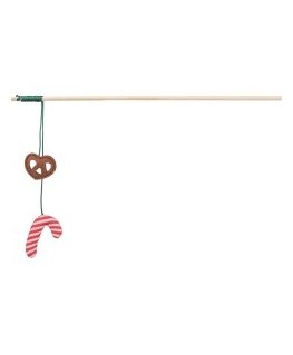 Christmas cat toy - Trixie Xmas playing rod candy cane, wood, 48