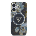 Guess Glitter Flowers Triangle Buttons MagSafe Apple iPhone 16 -kotelo musta Guess Glitter Flowers Triangle Buttons MagSafe Apple iPhone 16 -kotelo musta
