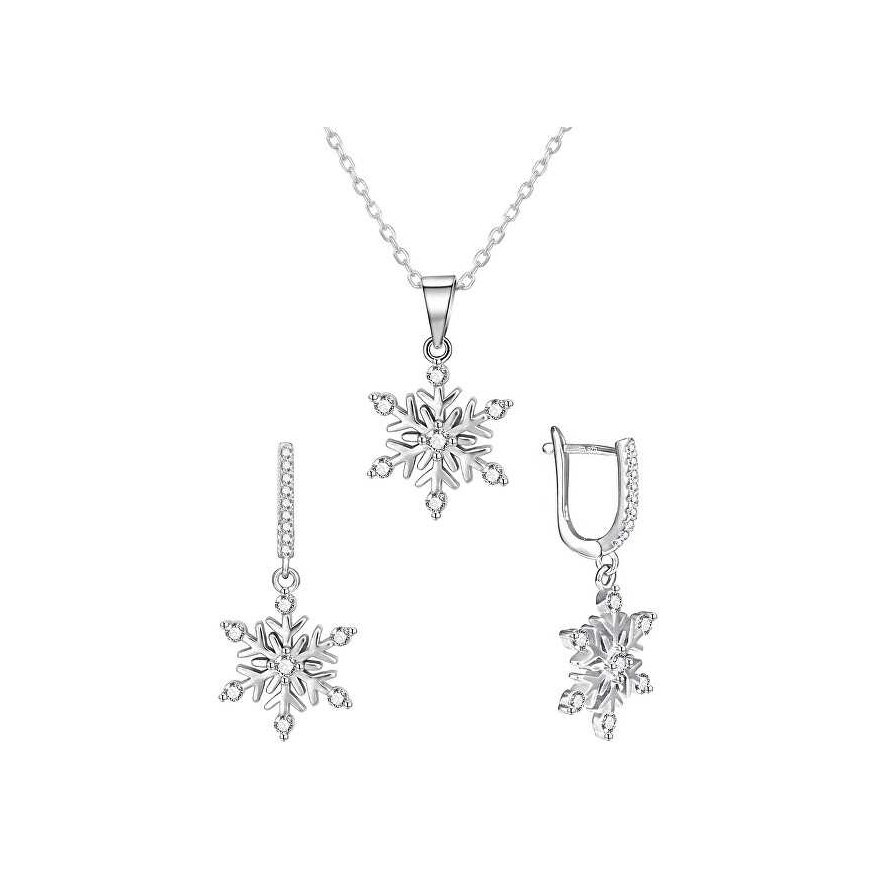 Agato Agate Silver Jewelry Set Snowflakes