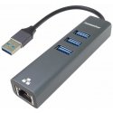 PremiumCord adapteris USB3.2 - LAN RJ45 ETHERNET 10/100/1000 MBIT + 3x USB3.2 prievadas