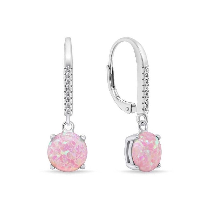 Brilio Silver Beautiful silver earrings with pink opals EA1166WP