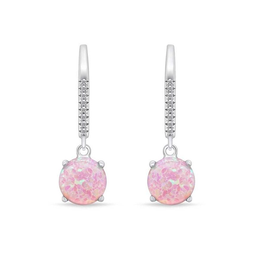 Brilio Silver Beautiful silver earrings with pink opals EA1166WP – 5