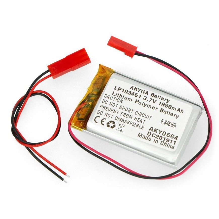 Akyga 1850mAh 1S 3.7V Li-Pol battery - 40x30x10mm – 2