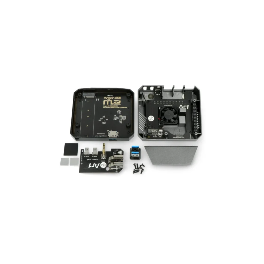Argon40 alumiinikotelo Raspberry Pi 4B:lle tuulettimella - Argon ONE M.2 - harmaa – 4