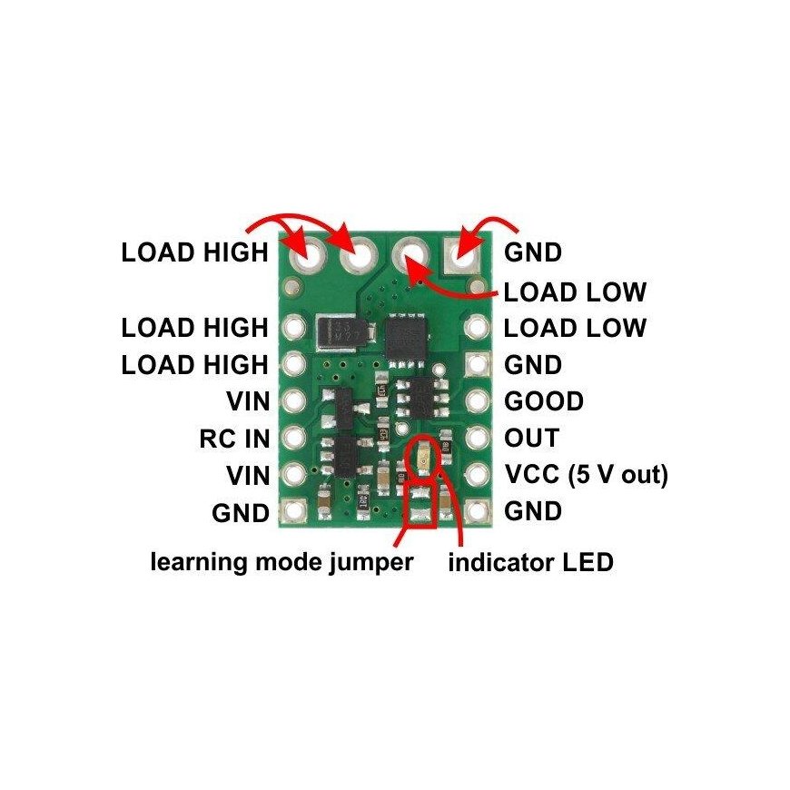 RC jungiklis su MOSFET 30V/15A tranzistoriumi, Pololu 2803 – 5
