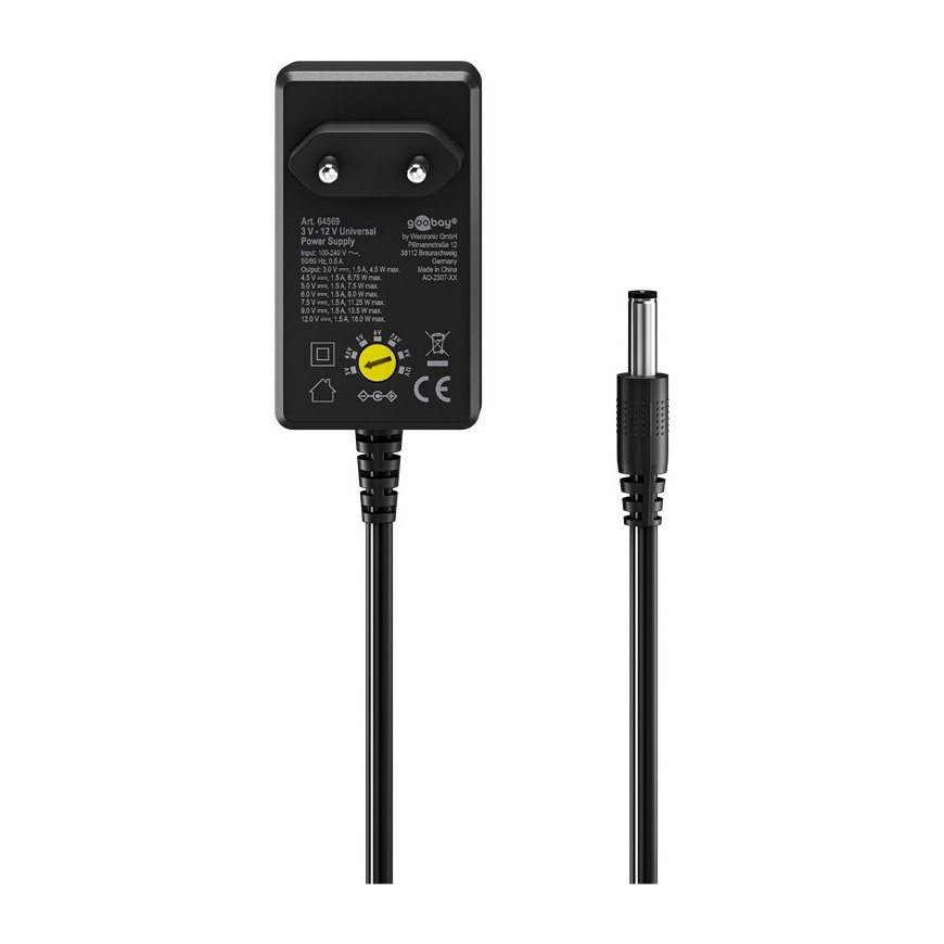 Goobay 64569 mobiilseadme laadija Universaalne Must Vahelduvvool, DC (alalisvool) Hoonesisene – 2