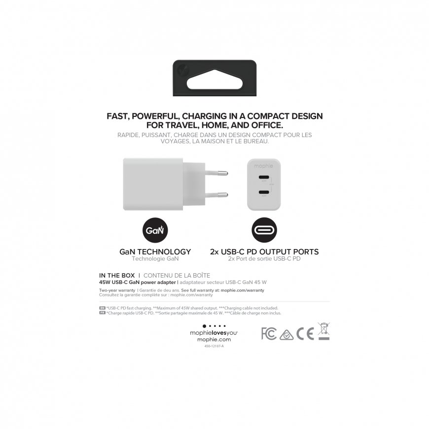 mophie 409909299 PDA/mobīlo telefonu lādētājs Portatīvais dators, Viedtālrunis, Planšete Balts AC Āt – 4