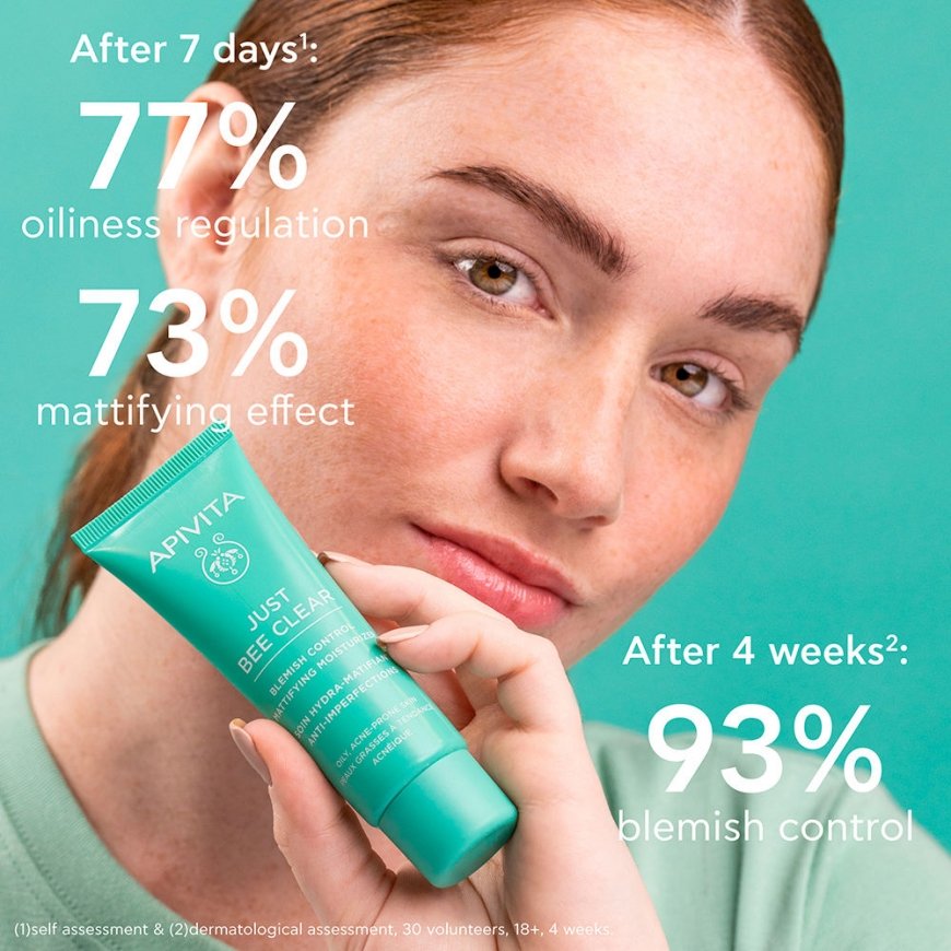 Apivita JUST BEE CLEAR Anti-Imperfections mattapintainen kosteuttava geelivoide rasvaiselle iholle 40 ml