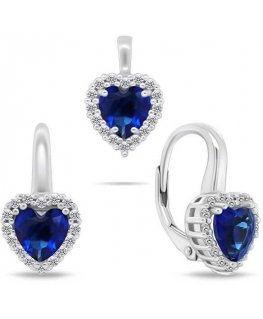 Brilio Silver Silver heart jewelry set with zircons SET273WB (earrings, pendant)