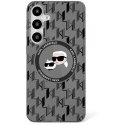 Karl Lagerfeld Button Karl&Choupette Heads On KL Pattern MagSafe Samsung Galaxy S25 puhelimen kuori musta