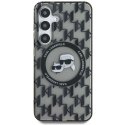 Karl Lagerfeld Button Karl&Choupette Heads On KL Pattern MagSafe Samsung Galaxy S25 puhelimen kuori musta