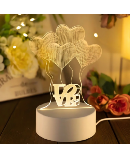 Extralink Etusivu | Neljä 3D sydäntä yöpöytävalaisin | optinen illuusio nukkumiseen USB