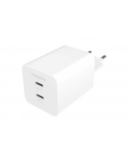 mophie Essentials Power Adapter Dual USB-C PD 50W EU White