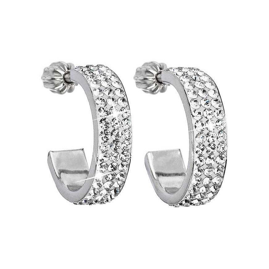 Evolution Group Silver earrings semicircles 31119.1 crystal