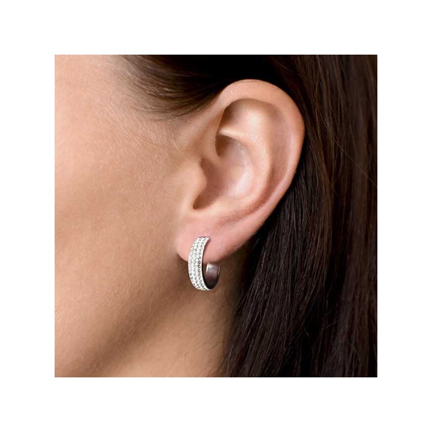 Evolution Group Silver earrings semicircles 31119.1 crystal – 3