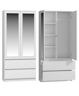 Topeshop SS-90 BIEL LUSTRO шкаф/гардероб для спальни 5 полка(и) 2 дверь(и) Белый