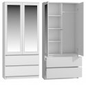 Topeshop SS-90 BIEL LUSTRO miegamojo drabužių / sieninė spinta 5 spintos 2 durys Balta Drabužinė Topeshop SS-90 BIEL LUSTRO miegamojo drabužių / sieninė spinta 5 spintos 2 durys Balta Drabužinė