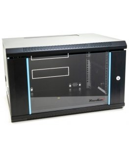 XtendLan 19" seinäkaappi 6U 600x450, kantavuus 60 kg, lasiovet, hitsattu, musta
